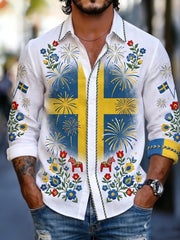Men's Swedish National Day Commemorative Art Print Long-Sleeve Shirt