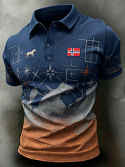 Men's Norwegian Football Match Cheering Fan Art Print Polo Shirt