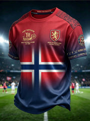 Retro Norwegian Soccer Fan Casual Gradient T-Shirt