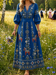 Retro midsommarfestival konsttryck avslappnad klänning