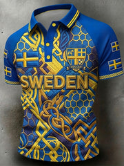 Svensk fotbollspolotröja för herrar med korta ärmarna