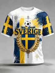 Herrarnas Svenska Fotbollsmatch Hejande Fan Konsttryck T-shirt