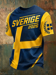 Herrarnas Svenska Fotbollsmatch Hejande Fan Konsttryck T-shirt