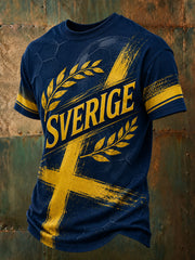 Herrarnas Svenska Fotbollsmatch Hejande Fan Konsttryck T-shirt