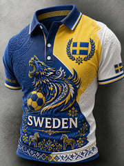 Retro svensk fotbollsfan-konsttryck avslappnad tröja