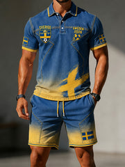 Retro svensk fotbollsfanart-print, avslappnad 2-delad set
