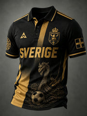 Manspolotröja med korta ärmar och fotbollsmönster