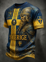Retro svensk fotbollsfan-konsttryck avslappnad tröja