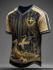 Män Retro Sverige Fotboll älskare 2026 Skriv ut Casual T-shirt
