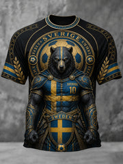 Mans Retro Svensk Fotboll Fan Konsttryck Lässig T-shirt