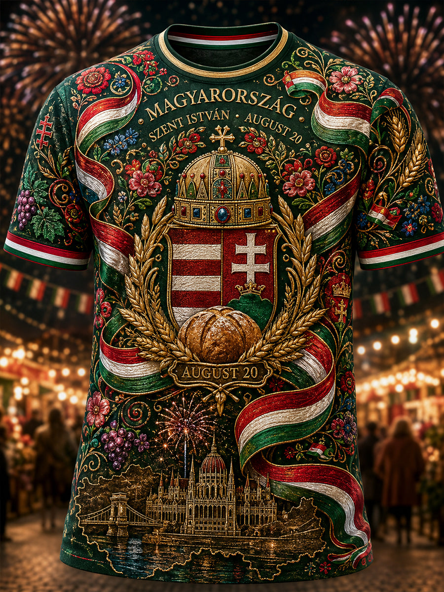 Férfi magyar Szent István-napi rövidujjas póló