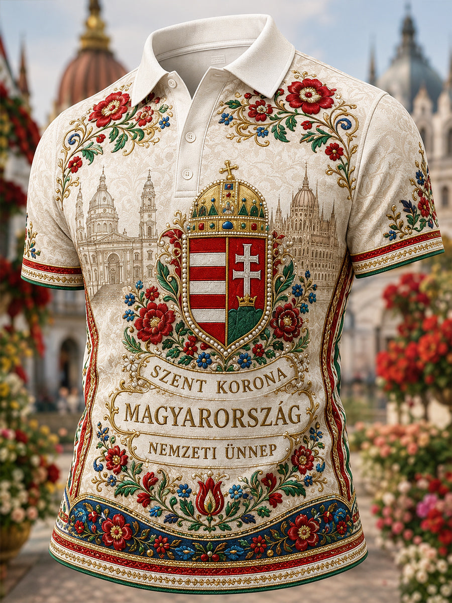 Férfi magyar Szent István-napi rövid ujjú póló