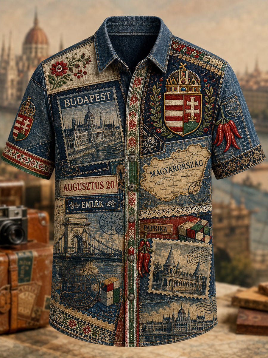 Férfi magyar Szent István-napi alkalmi ing rövid ujjú