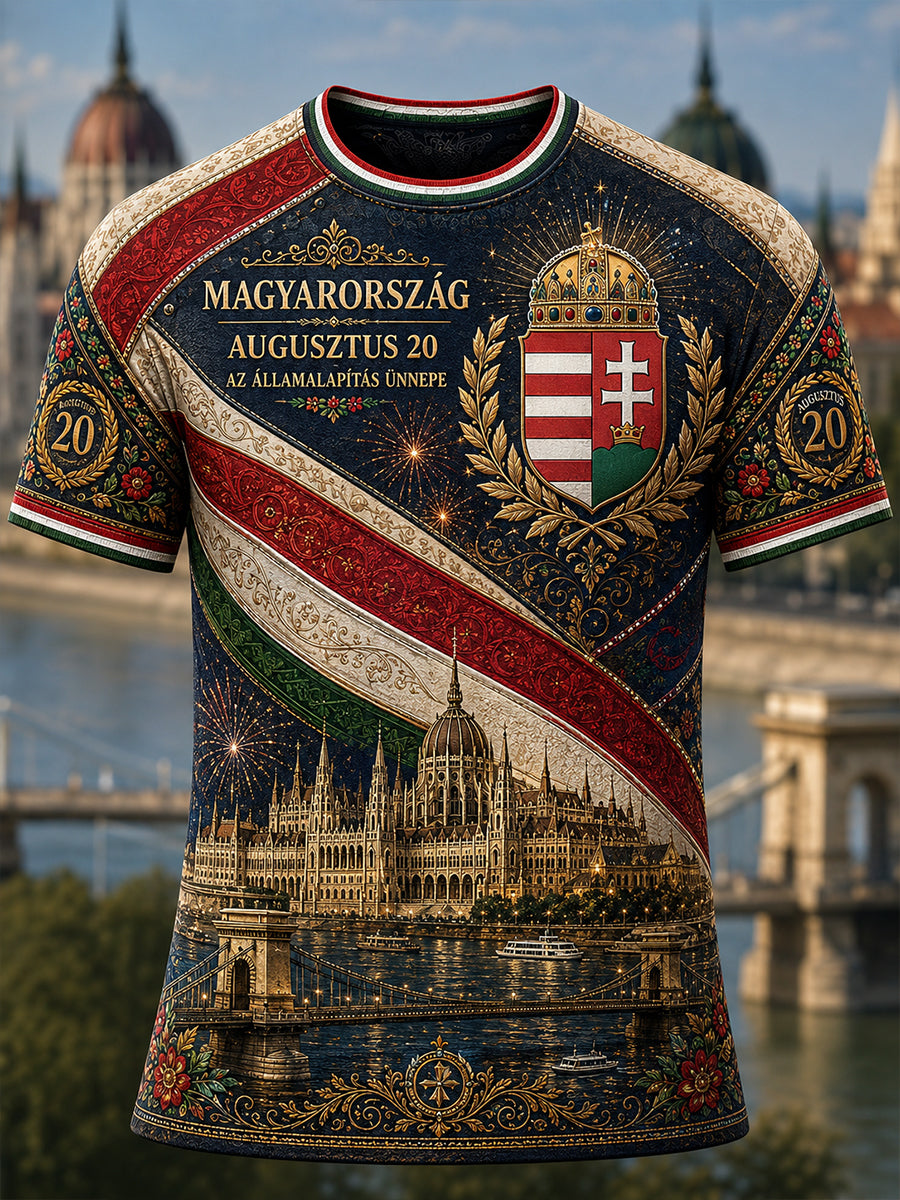 Férfi magyar Szent István-napi rövidujjas póló