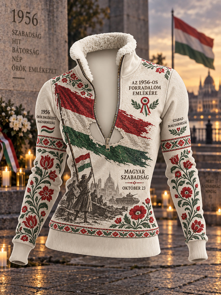 Női Revolution évfordulós grafikus nyomott magasnyakú hosszú ujjú pulóver