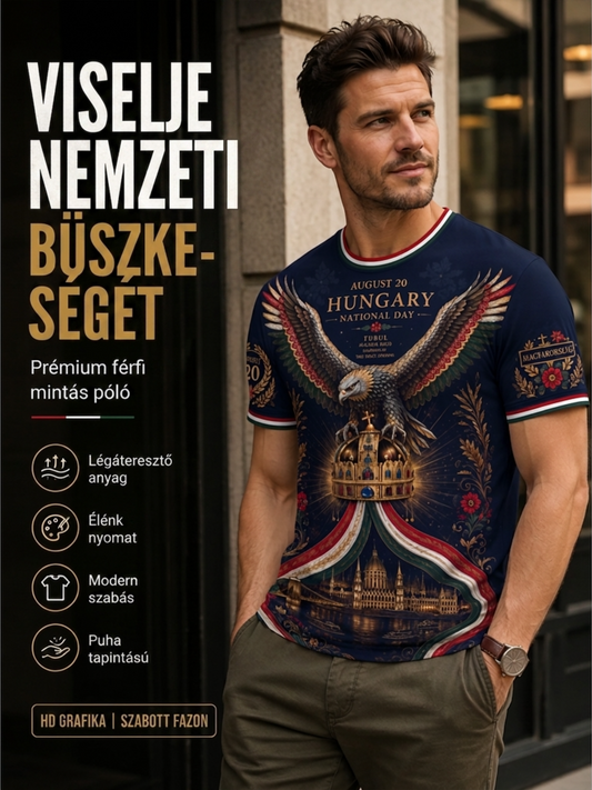 Férfi magyar Szent István-napi rövidujjas póló