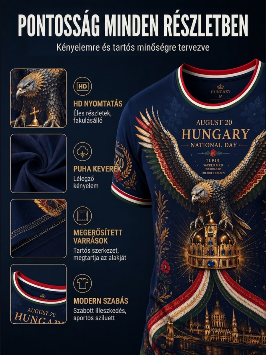 Férfi magyar Szent István-napi rövidujjas póló