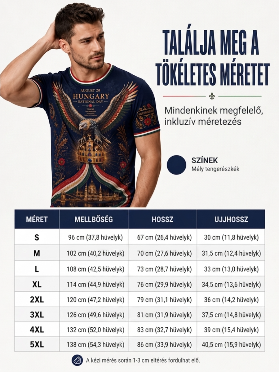 Férfi magyar Szent István-napi rövidujjas póló