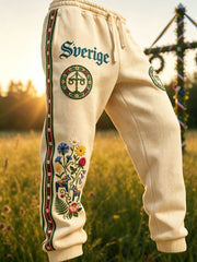 Herrretro svenska midsommarfolkblommiga fritidshusor