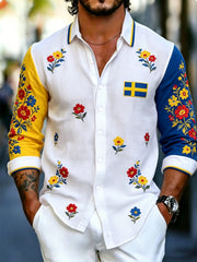 Herrkläder Svensk midsommarfest konsttryck långärmad tröja