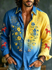 Men's Swedish National Day Commemorative Art Print Long-Sleeve Shirt