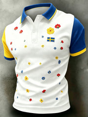 Men's Swedish National Day Commemorative Art Print Short-Sleeve Polo