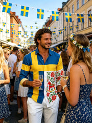 Men's Swedish National Day Commemorative Art Print Long-Sleeve Shirt