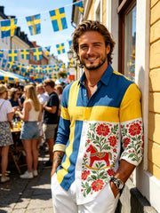 Men's Swedish National Day Commemorative Art Print Long-Sleeve Shirt
