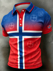 Men's Norwegian Football Match Cheering Fan Art Print Polo Shirt