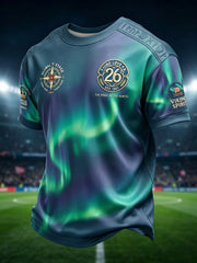Retro Norwegian Soccer Fan Aurora Casual T-Shirt