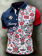 Men's Norwegian Football Match Cheering Fan Art Print Polo Shirt