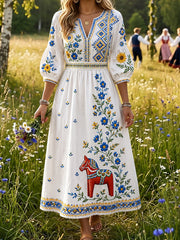 Retro midsommarfestival konsttryck avslappnad klänning