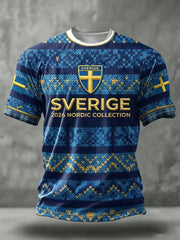 Svensk fotbollströja för män med korta ärmarna