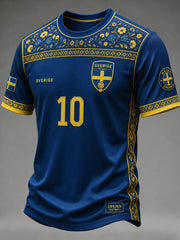 Retro svensk fotbollsfan-konsttryck avslappnad tröja