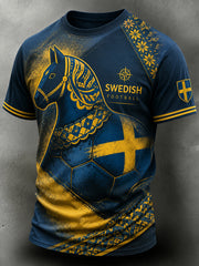 Retro svensk fotbollsfan-konsttryck avslappnad tröja