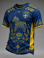 Retro svensk fotbollsfan-konsttryck avslappnad tröja