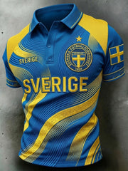 Herrpolotröja med tryck – Svensk fotboll 2026