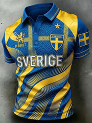Herrpolotröja med tryck – Svensk fotboll 2026