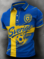 Herrpolotröja med svensk fotbollscheer-fanteknikertavla