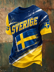 Herrarnas Svenska Fotbollsmatch Hejande Fan Konsttryck T-shirt
