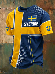 Herrarnas Svenska Fotbollsmatch Hejande Fan Konsttryck T-shirt