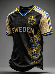 Retro svensk fotbollsfan-konsttryck avslappnad tröja