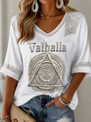 Kvinnlig Valhalla-print avslappnad t-shirt