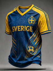 Retro svensk fotbollsfan-konsttryck avslappnad tröja
