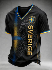 Retro svensk fotbollsfan-konsttryck avslappnad tröja