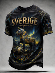 Retro svensk fotbollsfan-konsttryck avslappnad tröja
