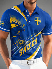 Manslig svensk fotbollssupporterkonsttryck polotröja