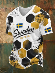 T-shirt med konsttryck för manliga svenska fotbollssupportrar