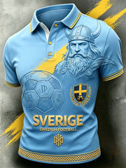Men's Retro Sverige Fotboll älskare 2026 Skriv ut Casual Polo tröja