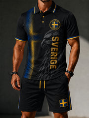 Retro svensk fotbollsfanart-print, avslappnad 2-delad set